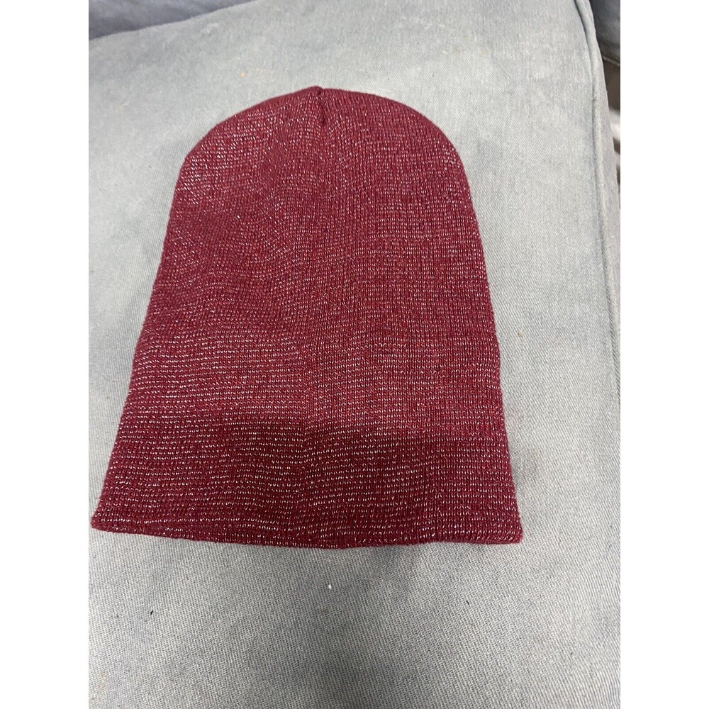 Lurex Hat Lurex Chapeau Fleece Lined Knit Beanie Womens Toboggan Red Silver